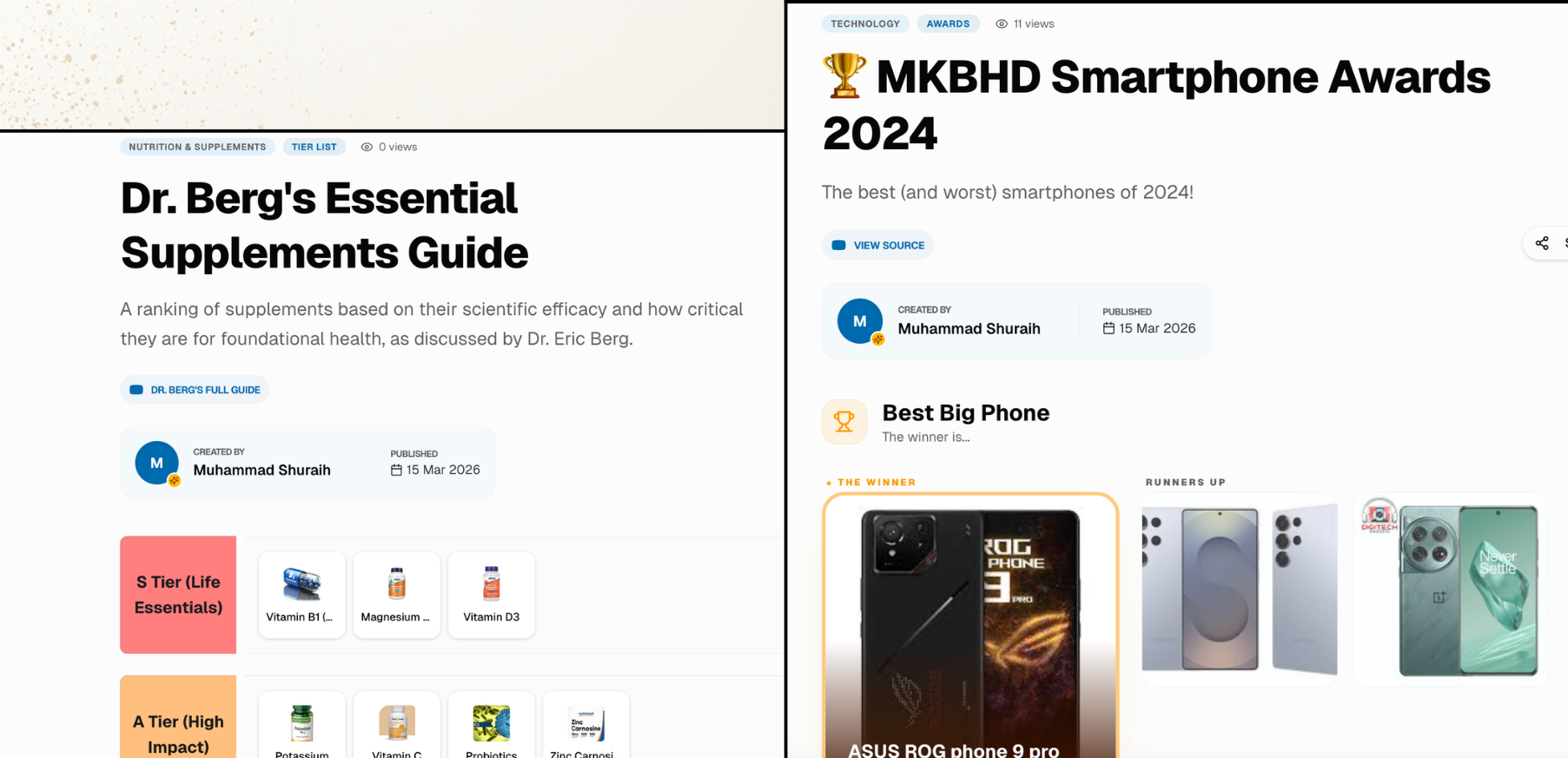 Public ranking preview